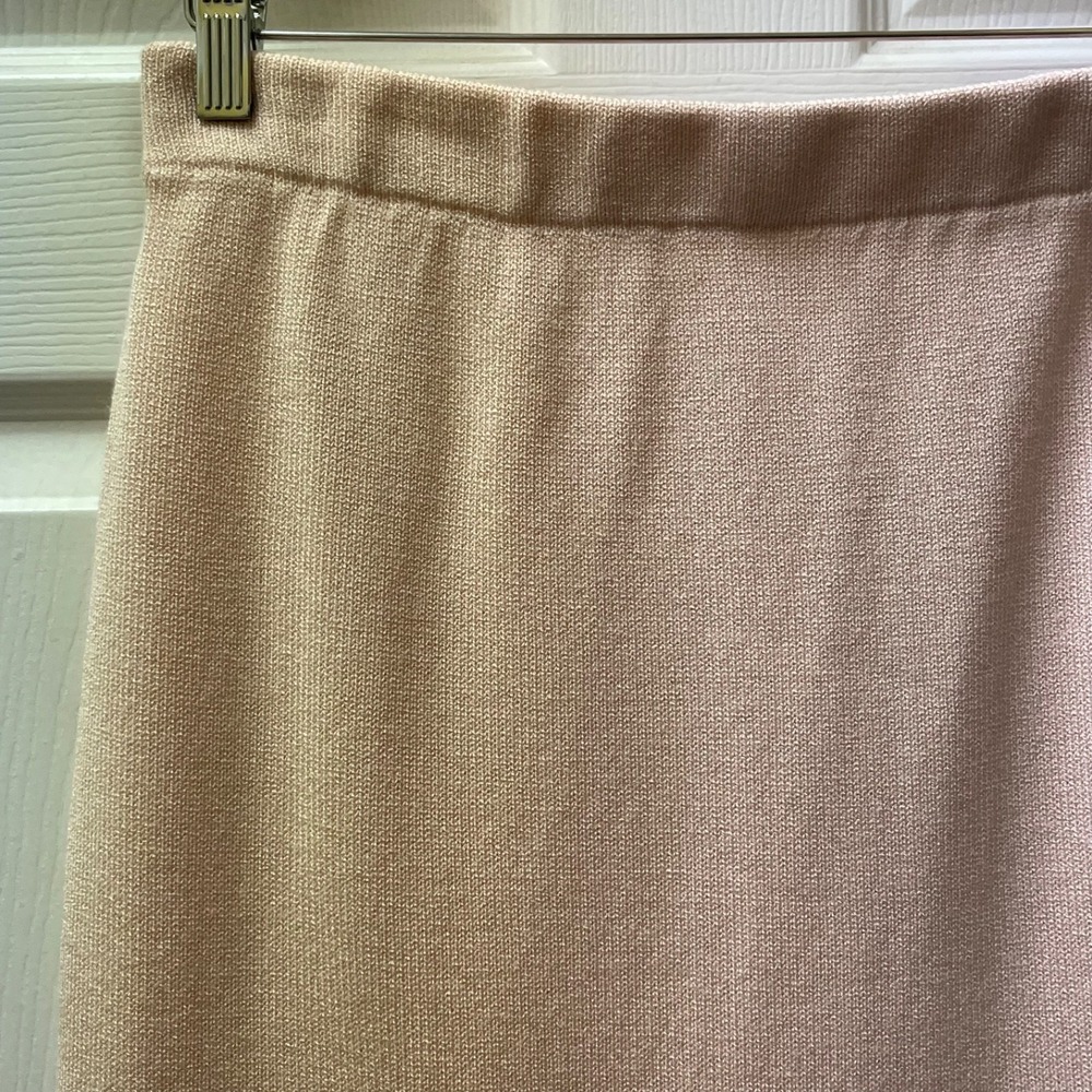 Vintage Women's Sz 12 Light Pink Knit Pencil Stretch Made USA 90s Acrylic Blend
